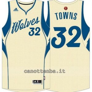 canotta anthony towns #32 minnesota timberwolves natale 2015 giallo