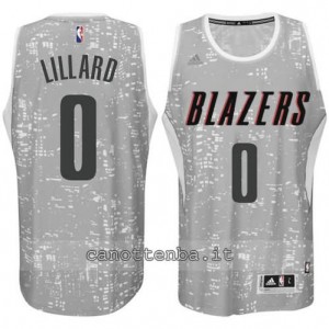 canotta damian lillard #0 portland trail blazers lights grigio