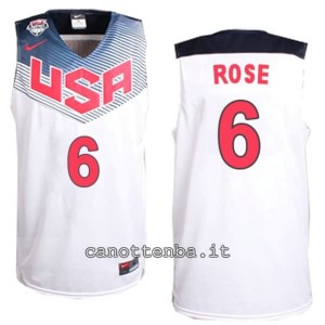 canotta derrick rose #6 nba usa 2014 bianca