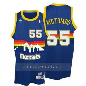 canotta dikembe mutombo #55 denver nuggets blu