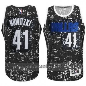 canotta dirk nowitzki #41 dallas mavericks lights nero