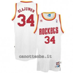 canotta hakeem olajuwon #34 houston rockets classico bianca