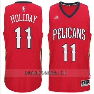 canotta jrue holiday #11 new orleans pelicans 2014-2015 rosso