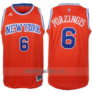 canotta kristaps porzingis #6 new york knicks 2015-2016 arancia