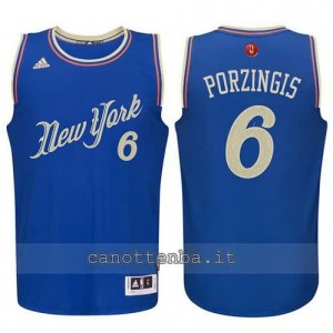 canotta kristaps porzingis #6 new york knicks natale 2015 blu