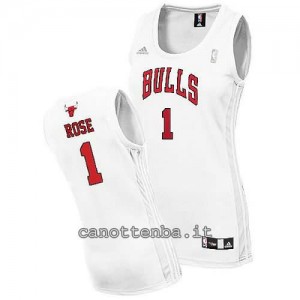 canotta basket donna chicago bulls derrick rose #1 bianca