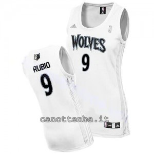 canotta basket donna minnesota timberwolves ricky rubio #9 bianca