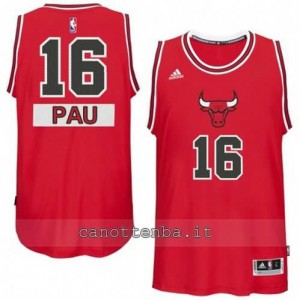 canotta pau gasol #16 chicago bulls natale 2014 rosso