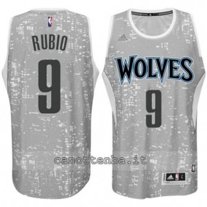 canotta ricky rubio #9 minnesota timberwolves lights grigio