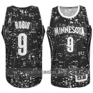 canotta ricky rubio #9 minnesota timberwolves lights nero