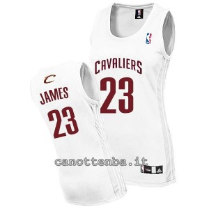 canotta nba donna lebron james #23 cleveland cavaliers bianca