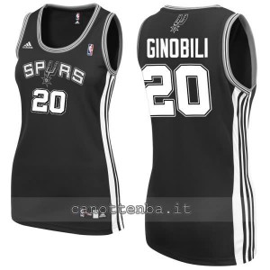 canotta nba donna manu ginobili #20 san antonio spurs nero