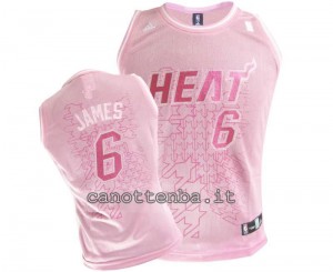 canotta nba donna miami heat LeBron James #6 rosa