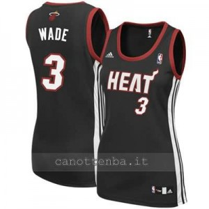 canotta nba donna miami heat dwyane wade #3 nero