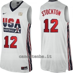 canotta nba john stockton #12 nba usa 1992 bianca