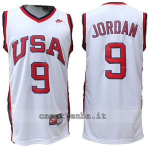 canotta nba michael jordan #9 nba usa 1984 bianca