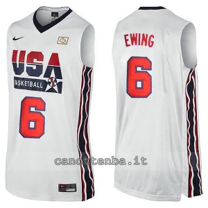 canotta nba patrick ewing #6 nba usa 1992 bianca