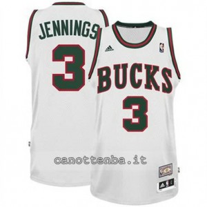 Canotta brandon jennings #3 milwaukee bucks classico bianca