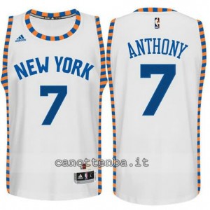 Canotta carmelo anthony #7 new york knicks classico bianca