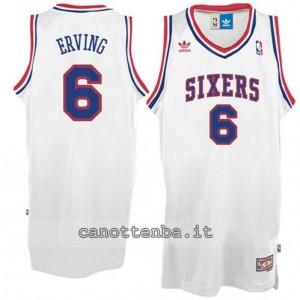 Canotta julius erving #6 philadelphia 76ers soul bianca