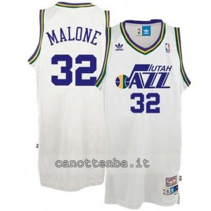 Canotta karl malone #32 utah jazz classico bianca