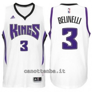 Canotta marco belinelli #3 sacramento kings 2014-2015 bianca