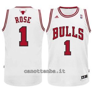 canotta basket bambino chicago bulls derrick rose #1 bianca