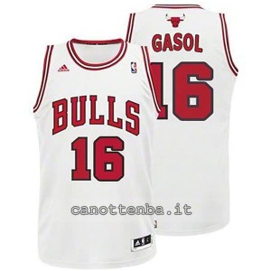 canotta basket bambino chicago bulls pau gasol #16 bianca