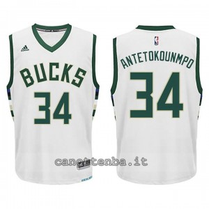 canotta basket bambino milwaukee bucks giannis antetokounmpo #34 bianca