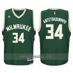 canotta basket bambino milwaukee bucks giannis antetokounmpo #34 verde