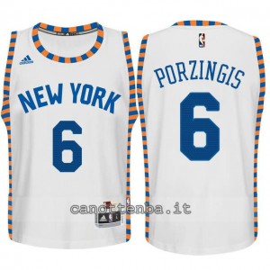 canotta basket bambino new york knicks kristaps porzingis #6 bianca