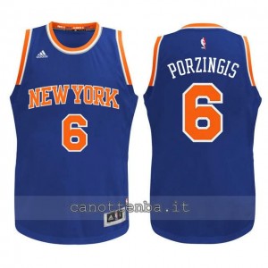 canotta basket bambino new york knicks kristaps porzingis #6 blu