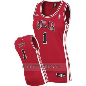 canotta basket donna chicago bulls derrick rose #1 rosso