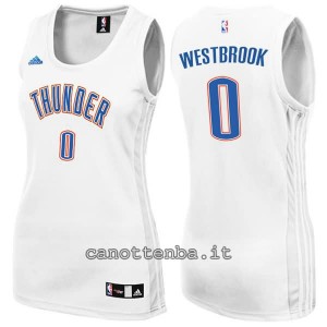 canotta basket donna oklahoma city thunder russell westbrook #0 bianca