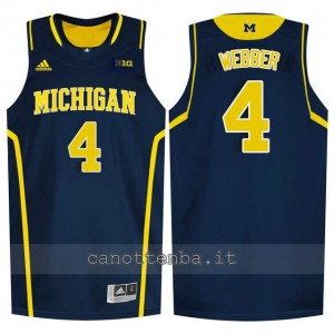 Canotta ncaa michigan wolverines chris webber #4 blu