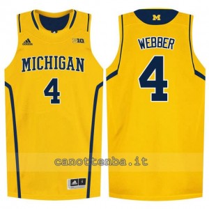 Canotta ncaa michigan wolverines chris webber #4 giallo