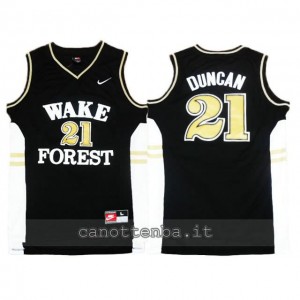 Canotta ncaa wake forest demon deacons tim duncan #21 nero