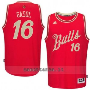 Canotta pau gasol #16 chicago bulls natale 2015 rosso