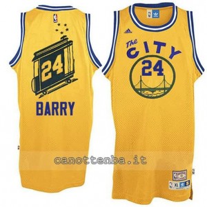 Canotta rick barry #24 golden state warriors throwback giallo