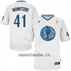 Canotta dirk nowitzki #41 dallas mavericks natale 2013 bianca