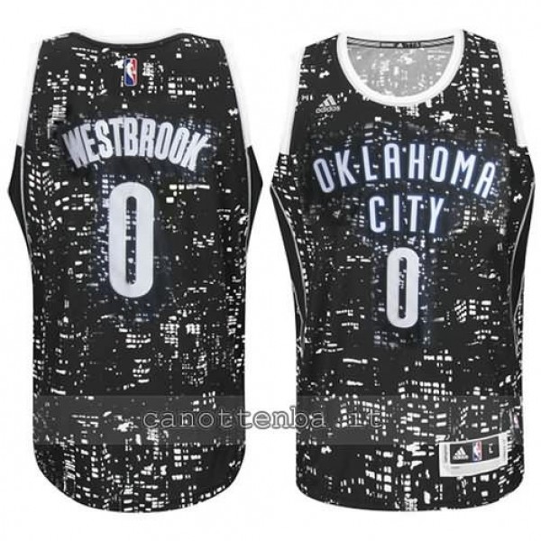 canotta russell westbrook 0 oklahoma city thunder lights nero a basso costo